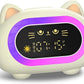 Honesorn Alarm Clock for Kids, Ok to Wake Clock for Kids, Cute Cat Kids Alarm Clock for Girls Boys Toddler, Kids Clock with 10 Night Lights, 7 Soothing Sounds, Auto-Off Timer, Child Lock, Cream White