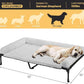 Veehoo Cooling Elevated Dog Bed Add Removable Deluxe Rose Plush Bolster Cushion Mat, 53" x 33" Washable Dog Couch Bed, Raised Pet Cot with Breathable Teslin Mesh, No-Slip Feet, Grey, CWC2439B