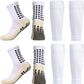 2 Set Anti-Slip Grip Soccer Socks with Shin Guard Sleeves, Sports Athletic Socks for Men Women