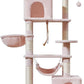 Taoqimiao Cat Tree, 71-Inch Cat Tree Cat Tower for Indoor Cats, Plush Multi-Level Cat Condo with 10 Scratching Posts, 2 Perches,Basket, 2 Caves,Hammock, 2 Pompoms,MS020P Jelly Pink