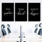 Work Hard Painting,Framed Canvas Wall Art Positive Quote, Office Wall Art, Black Large Poster, Positive Motivational Set of 3 Prints, Inspirational Print (E-3pcs,24x36inchx3pcs)