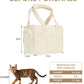 Dog Carrier for Small Dogs Rabbit cat with Large Pockets, Cotton Bag, Dog Carrier Soft Sided, Collapsible Travel Puppy Carrier (Beige, 17" L x 7.5" W x 12" H)