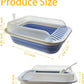 Open Cat Litter Box with High Side, Anti-Splashing Kitty Litter Pan Collapsible Travel Litter Potty Pan Scoop Leak-Proof Pedal Cat Toilet No Smell Easy Clean (M Blue High Side)