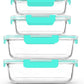 [80 oz & 36 oz]Extra Large Glass Food Storage/Baking Containers Set with Lids, 2 Pack 80 oz(10 cup)&2 Pack 36 oz (4.5 cup)Airtight Glass Container,Microwave,Oven,Freezer and Dishwasher, Green