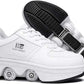 2-in-1 Roller Skates & Sneakers Unisex Retractable Wheels Outdoor Fun & Fitness Kick Roller Shoes