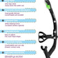 WACOOL Training Headstrap Support Dry Top Snorkel Tube Comfortable Mouthpiece One-Way Purge Valve for Pool Open Water Scuba Lap Swimming Swimmer Diving Snorkeling
