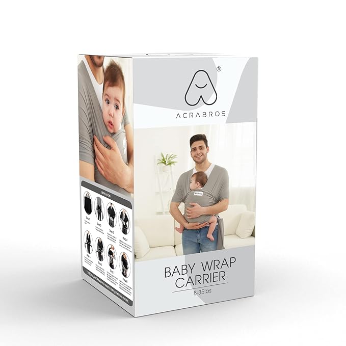 Acrabros Baby Wrap Carrier,Hands Free Baby Carrier Sling,Lightweight,Breathable,Softness,Perfect for Newborn Infants and Babies Shower Gift,Charcoal Grey