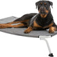 Veehoo Elevated Dog Bed for Outdoor, Cooling Waterproof Raised Dog Cots Beds XL, Curved Off Ground Pet Hammock Cot Lifted for Outside, up to 150lbs, White Legs, Black Silver 49"