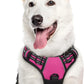 Eagloo Dog Harness Large Breed, No Pull Service Vest with Reflective Strips and Control Handle, Adjustable and Comfortable for Easy Walking, No Choke Pet Harness with 2 Metal Rings, Rose Red, XL