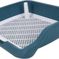 Fabater Dog Potty Toilet Training Tray, Portable Multifunctional Mesh Puppy Training Toilet Pad Holder with Bafflel for Small Dogs Puppies (Peacock Blue)
