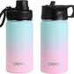 DRINCO Stainless Steel Water Bottle Spout Lid Vacuum Insulated Double Wall Water Bottle Wide Mouth (40oz 32oz 22oz 18oz 14oz) Leak Proof Keeps Cold or Hot (14 oz, 14oz Macaron)