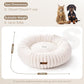 MEWOOFUN Donut Dog Beds for Small Dog, Calming Bed Round Cute Puppy Bed with Non-Slip Bottom, Fluffy Washable Pet Bed for Puppy and Kitten (Cream, S (25x25x7))