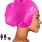 Alepo Extra Large Swim Cap for Women Men, Durable Silicone Swimming Hat with Ear Protection, Unisex Adults Bath Swimming Caps for Long Thick Curly Hair & Dreadlocks Braids Weaves Afro Hair