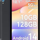 Android Tablet, 10.1 inch Tablets with 1280 * 800 IPS HD Touchscreen, Octa-Core Processor, 10(4+6) GB RAM 128GB ROM, 1TB TF Card Expandable, 5G/2.4G WiFi, BT 5.0,Dual Camera, 2025 US Version