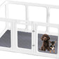 Acrylic Dog Playpen with Door, 24" 10PCS Clear Pet Play Pen Indoor for Small Animals, Transparent Puppy Fence Kennel Rabbit Ferret, Doggie Cages Yard Easy Assemble