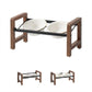 5.5inch Ceramic Adjustable Raised Double Bowls Set with Stand, 3 Heights Elevated, 2 Placement Options,Food and Water Dishes for Puppy, Cats（Double Bowls+Stand, Reactived Glaze -White