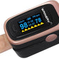 Oxygen Saturation Monitor, Wrinery Premium Pulse Oximeter Fingertip, Oxygen Monitor, O2 Saturation Monitor, OLED Portable Oximetry with Batteries, Lanyard (Rose gold-Royal black)