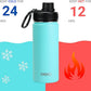 DRINCO Stainless Steel Water Bottle Spout Lid Vacuum Insulated Double Wall Water Bottle Wide Mouth (40oz 32oz 22oz 18oz 14oz) Leak Proof Keeps Cold or Hot (18 oz, 18oz Teal)
