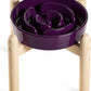 LE TAUCI Ceramic Slow Feed Dog Bowls, Elevated for Small and Medium Breed Dogs, Anti-Gulping Pet Feeding Dishes, Maze Purple, 1.5 Cups