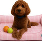 Orthopedic Bolster Dog Bed – CertiPUR-US Foam, Recycled Polyester Canvas, Washable Cover, Anti-Slip Bottom, Large, Pink Check – Stylish Designer Dog Sofa