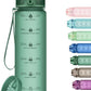 32oz Motivational Water Bottles with Time Marker & Fruit Strainer, Transparent Gradient Color Water Bottle with Times to Drink, Leakproof & BPA Free, Reusable Bottle with Strap (No Straw)