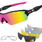 BangLong Polarized Sports Sunglasses Cycling Sun Glasses for Men Women with 5 Interchangeable Lenes for Running Baseball Golf