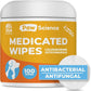 Antibacterial & Antifungal Medicated Wipes for Dogs and Cats – 100 Count - Chlorhexidine Wipes with Ketoconazole for The Treatment of Rashes, Skin Infections, Itchy Paws, and Pet Acne
