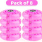 8pcs Inline Skate Wheels Led Light-Up Wheels 64/70/72/76/80mm w/Bushings 85-88A for Kids and Youth Beginners Children's Inline Skates Indoor/Outdoor Use (Pink, 76mm)
