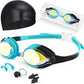 Kids Swim Goggles, Anti-fog and UV Protection with Swim Cap for Age 3-15 Youth Boys Girls Toddler
