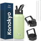 32 oz Insulated Water Bottle Stainless Steel Sport Bottles with 3 Lids,Macaron Green