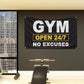 GYM OPEN 24/7 INDOOR NO EXCUSES Motivational Gym Banner, 3x5 Ft Single-sided Printing Inspirational Wall Decor Flag, Perfect Motivational Wall Decor, Keep Motivated and Passion with Gym Flag