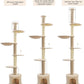 Made4Pets Floor to Ceiling Cat Tree 93-106'',Tall Cat Tower 5 Tiers, Adjustable Height, Stable Cat Tree Tower with Scratching Posts, Fluffy Condo, Hammock and Ball Toy for Indoor Cats/Kitten, Beige