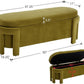Modern Upholstered Storage Bench, Velvet Fabric 50" Long Entryway Bench with Storage and Seating, Comfy Cute Ottoman Bench for Living Room/End of Bed/Hallway, Olive Green