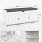 Amada Shoe Storage Bench, Entryway Bench with Cushioned Seat & Lift Top Storage, 3 Doors, Adjustable Shelf, 300 lbs Capacity, Bench with Shoe Rack for Entryway, Bedroom, Living Room, White
