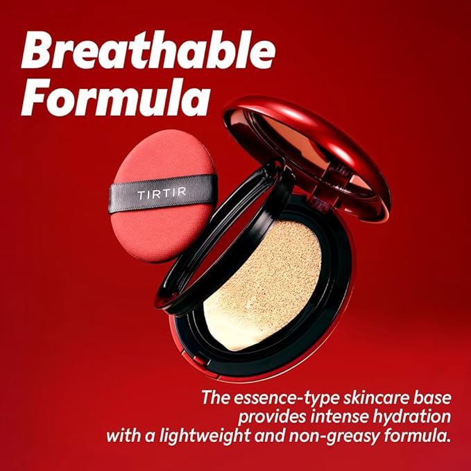 [*Mini Size*] TIRTIR Mask Fit Red Cushion Foundation | Full coverage, Weightless, Skin fit, Satin Glow Finish, Korean Makeup, beauty, Tattoo cover up, Buildable (#33C Hazel, 0.15 Fl Oz)