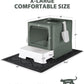 Cat Litter Box with X-Large Litter Mat and Scoop, Large Foldable Litter Box with Lid, Enclosed Kitty Box,Front Top Entry Exit, Odor Control Easy to Clean (Upgrade Olive Green)