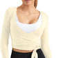Women Tie Front Shrug Long Sleeve Bolero Cardigan Lightweight Casual Tops