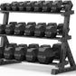 PAPABABE Hex Dumbbell Set with Rack, Rubber Encased Free Weight with Weight Storage Racks, Multiple Weight Options for Home Gym and Fitness