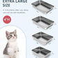 Stainless Steel Cat Litter Box, 4in Shallow Litter Box for Senior Cats and Kittens, Extra Large Metal Litter Pan Nonstick Odor Control Anti-Corrosion