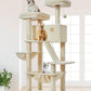 Taoqimiao Cat Tree 57.5-Inch, Cat Tower for Indoor Cats Large Adult, Extra Large Cat Condo, 8 Sisal Scratching Posts, Metal Frame Cozy Hammock, Durable Scratch Board, 2 Top Perches, Beige MS026M