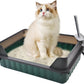 Cat Litter Boxes Large,Kitty Litter Box Low Entry High Sides,Semi Enclosed Front Entry Cat Pan Anti-Splashing Detachable Kitten Toilet with Scoop (Green)