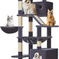 Taoqimiao Cat Tree 71-Inch, Cat Tower for Indoor Cats Large Adult, Multi-Level Large Cat Condo, 8 Sisal Scratching Posts, Metal Frame Cozy Hammock, Scratch Board, 2 Top Perches, Smoky Gray MS026LG
