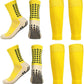2 Set Anti-Slip Grip Soccer Socks with Shin Guard Sleeves, Sports Athletic Socks for Men Women
