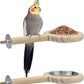 KATUMO Bird Perch Feeding Cup Birds Platform Parrot Wood Perch Stand Toy Cage Accessory for Parakeet Lovebird Cockatiel Conure Budgie Small Parrots (L Perch (Pack of 2))