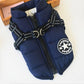 HDKUW Small Dog Jacket, Small Dog Coat Harness Winter Warm Vest Jacket Waterproof Cotton Costume for Puppy Small Dogs (L, Blue)