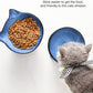 Nihow Elevated Cat/Dog Bowls Set : 6.2 Inch Ceramic Raised Cat Food & Water Bowl Set for Protecting Pet's Spine - Feeding & Watering Supplies for Cat/Small Size Dog - Elegant Blue & Black (2 PC)