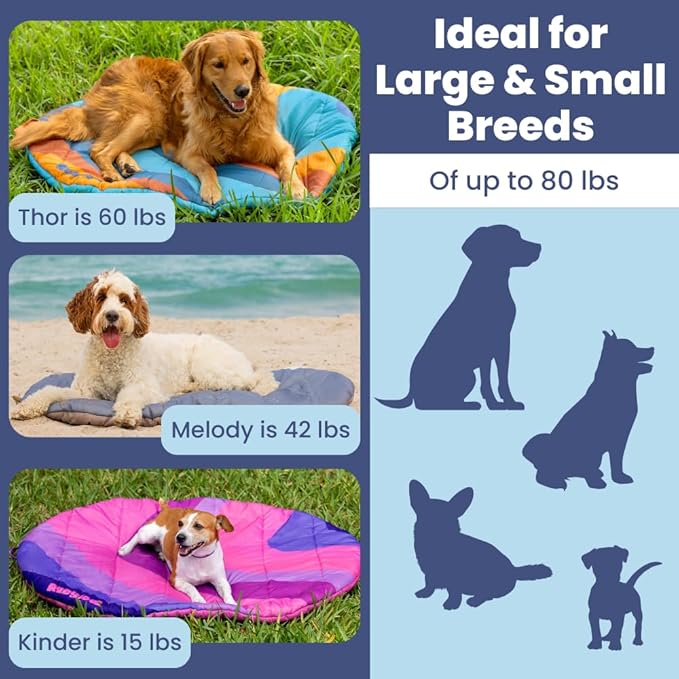 Travel Dog Bed (42" x 30") – Foldable, Packable Camping Dog Bed – Water Resistant, Cozy & Durable Mat with Soft Padding – Compact, Portable & Machine Washable – Large & Small Breeds – Grey