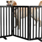 ZJSF Freestanding Indoor Dog Gate for House Foldable Wood Puppy Gate for Doorways Pet Gate for Stairs Extra Wide Pet Fence, Black, 32" Height 3 Panels