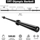 Olympic Barbell 45lb (20kg) - 7ft Bearing Spin Bar for Weightlifting and Strength Training,Ceramic Coating,500 LBS Capacity,28mm High Whip,Fits 2" Plates,for Home Gym