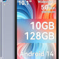 Android Tablet, 10.1 inch Tablets with 1280 * 800 IPS HD Touchscreen, Octa-Core Processor, 10(4+6) GB RAM 128GB ROM, 1TB TF Card Expandable, 5G/2.4G WiFi, BT 5.0,Dual Camera, Google Tablet